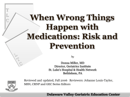 Risks for Medication – Adverse Events