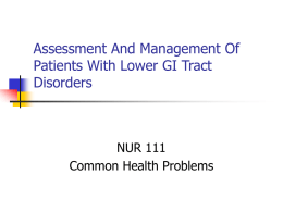 Assessment And Management Of Patients With Lower GI Tract