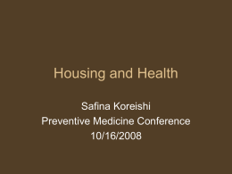 Housing and Health - Public Health and Social Justice
