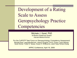 Competencies for Professional Geropsychology Practice
