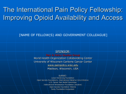 International Pain Policy Fellowship: Improving Opioid