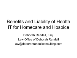 Telehealth and Health IT for Hospice and Homecare