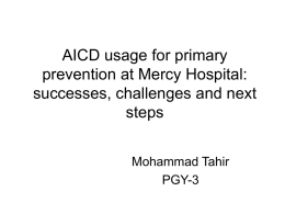 AICD usage for primary prevention at a community hospital