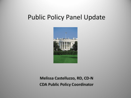 Public Policy Panel Update - Academy of Nutrition and