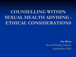 SEXUAL HEALTH ADVISING – HEALTH PROMOTION …