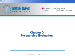 Chapter 3 Preexercise Evaluation