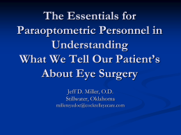 The Essentials for Paraoptometric Personnel in