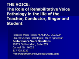 Rehabilitative Voice Pathology: Ball State Voice Disorders