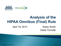 Analysis of the HIPAA Omnibus (Final) Rule