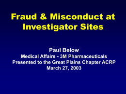 Fraud & Misconduct at Investigator Sites