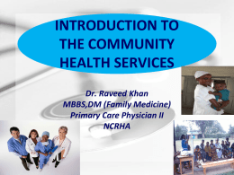 Introduction to the Community Health Services