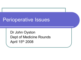 Perioperative Issues - University of Toronto