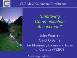 Improving Communication Assessment” - CLEAR