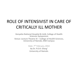 role of intensivist in care of critically ill mother