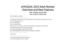 eHIVQUAL 2013 Adult Review: Overview and New Features