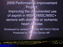 2007 Performance Improvement Project Proposal: Improving
