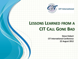 Lessons Learned from a CIT Call Gone Bad