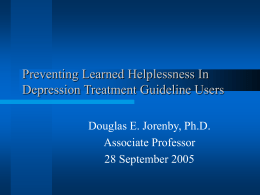 Preventing Learned Helplessness In Depression Treatment