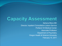 Capacity Assessment - Oregon Health & Science University