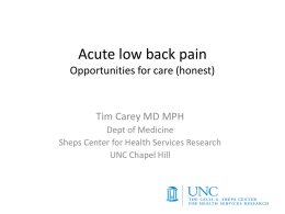 Acute Low Back Pain - UNC School of Medicine