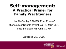 Self Management - Stonechurch Family Health Centre