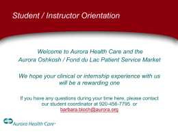 Student / Instructor Orientation - For Medical Professionals