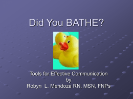 Did You BATHE? - Sonoma State University