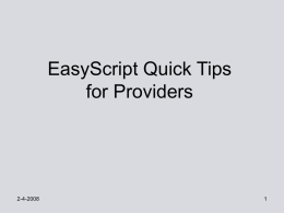 EasyScript Basic Training for Providers