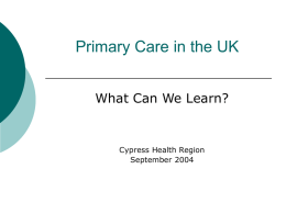 Overview of Primary Care in the UK