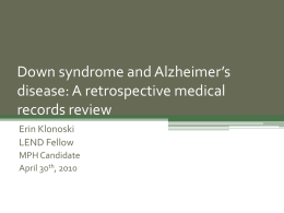 Down Syndrome and Alzheimer Disease