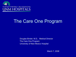 The One Care Program - UNM Health Sciences Center