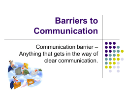 Barriers to Communication