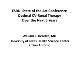 ESRD: State of the Art Conference Optimal CV