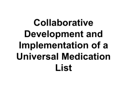 Collaborative Development and Implementation of a Universal