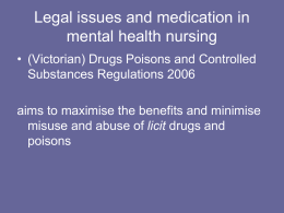 Legal issues and medication in Mental Health Nursing