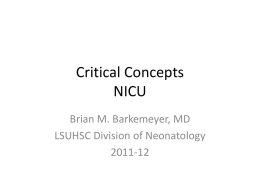 Critical Concepts NICU
