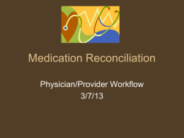 Pre-Admission Medication List (PAML)