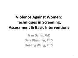 Violence Against Women: Techniques in Screening, Assessment