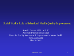 Identifying Social Work`s Role in Behavioral Health
