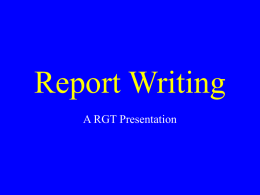 NSCC Report Writing