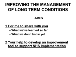 improving management of long term conditions
