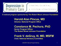 Depression in Primary Care: Drowning in the Mainstream or Left on
