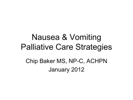 Nausea & Vomiting Palliative Care Strategies