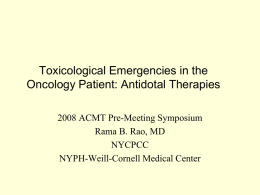 Toxicological Emergencies in the Oncology Patient