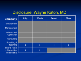 Disclosure: Wayne Katon, MD