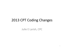 2013 CPT Coding Changes