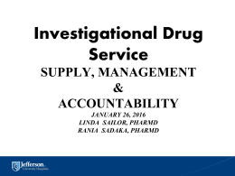 Investigational Drug Service - Thomas Jefferson University