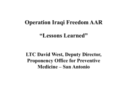 Operation Iraqi Freedom – Entomology Lessons Learned from the