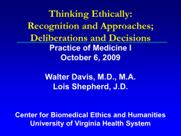 Thinking Ethically: Recognition and Approaches