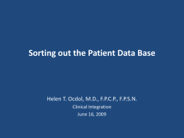 Sorting out the Patient Data Base